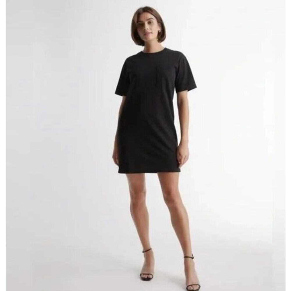 Quince 100% Organic Cotton Relaxed T-Shirt Dress in Black